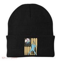 Baseball Drip Dripping Ice Cream Baseball American Flag Beanie thumb 0