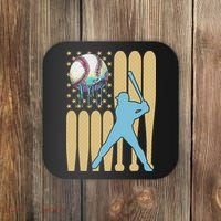 Baseball Drip Dripping Ice Cream Baseball American Flag Coaster thumb 0