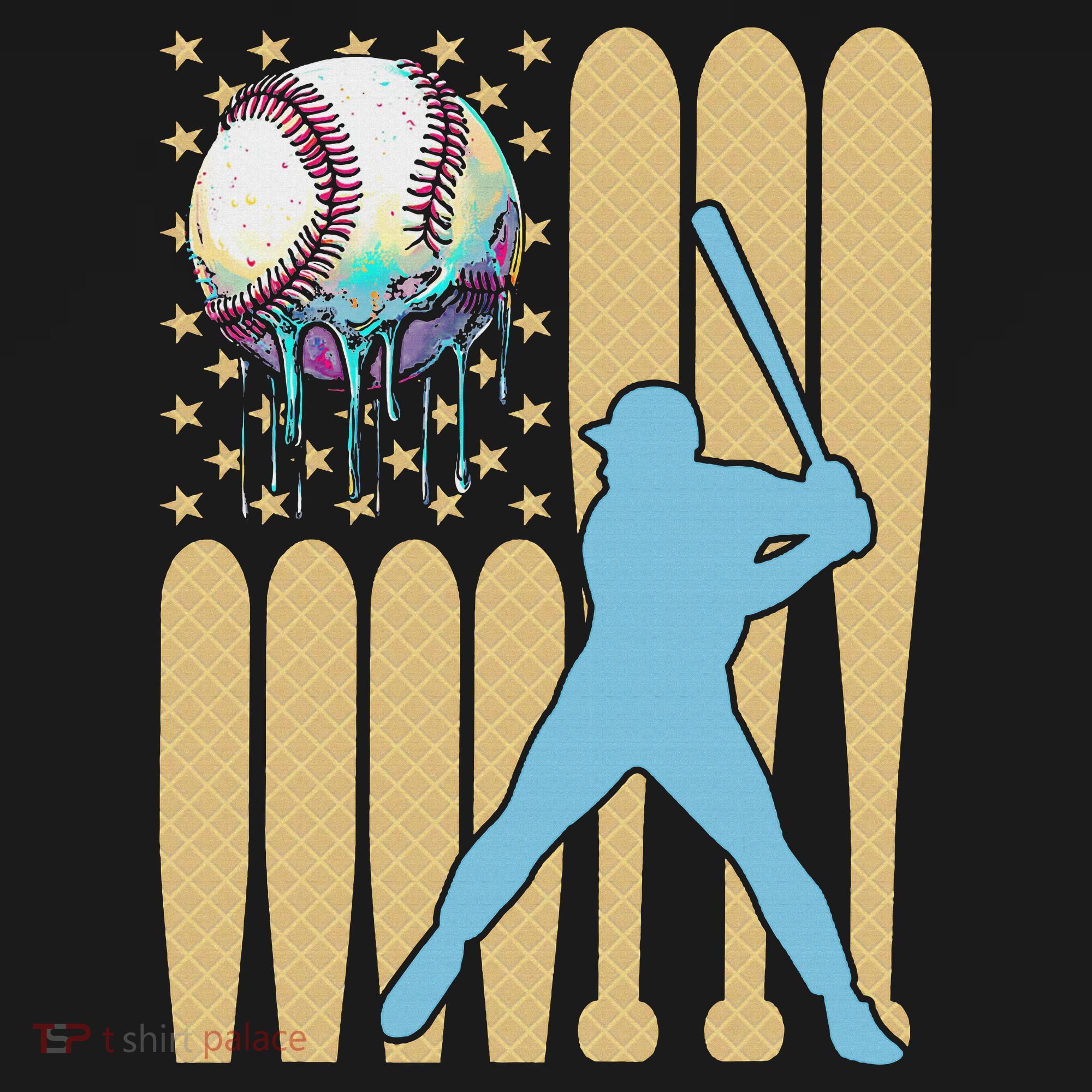 Baseball Drip Dripping Ice Cream Baseball American Flag Women's Hoodie