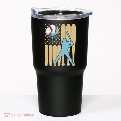 Baseball Drip Dripping Ice Cream Baseball American Flag Tumbler