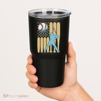 Baseball Drip Dripping Ice Cream Baseball American Flag Tumbler thumb 2