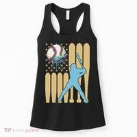 Baseball Drip Dripping Ice Cream Baseball American Flag Women's Tank Top thumb 0