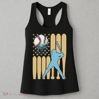 Baseball Drip Dripping Ice Cream Baseball American Flag Women's Tank Top thumb 3