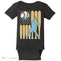 Baseball Drip Dripping Ice Cream Baseball American Flag Baby Bodysuit thumb 0