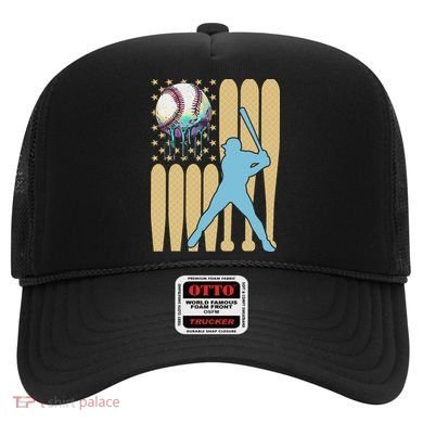 Baseball Drip Dripping Ice Cream Baseball American Flag Hat