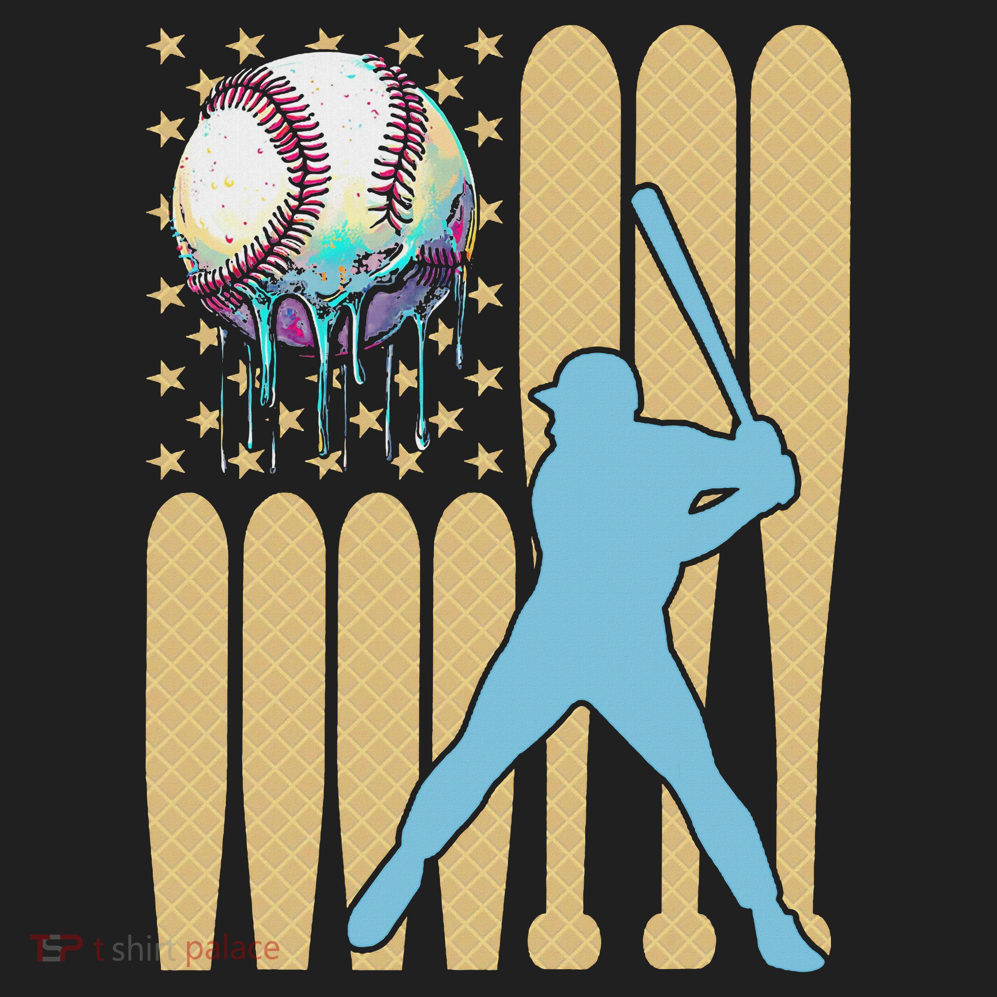 Baseball Drip Dripping Ice Cream Baseball American Flag Hat