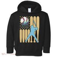 Baseball Drip Dripping Ice Cream Baseball American Flag Toddler Hoodie thumb 0