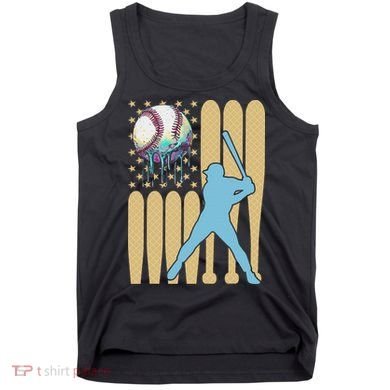 Baseball Drip Dripping Ice Cream Baseball American Flag Tank Top