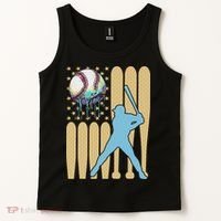 Baseball Drip Dripping Ice Cream Baseball American Flag Tank Top thumb 2
