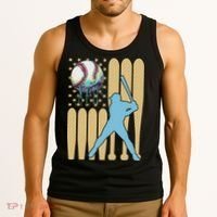 Baseball Drip Dripping Ice Cream Baseball American Flag Tank Top thumb 3
