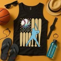Baseball Drip Dripping Ice Cream Baseball American Flag Tank Top thumb 4