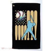 Baseball Drip Dripping Ice Cream Baseball American Flag Golf Towel thumb 0