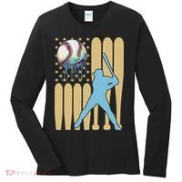 Baseball Drip Dripping Ice Cream Baseball American Flag Women's Long Sleeve Shirt thumb 0