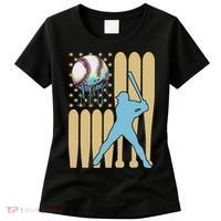 Baseball Drip Dripping Ice Cream Baseball American Flag Women's T-Shirt thumb 0