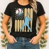 Baseball Drip Dripping Ice Cream Baseball American Flag Women's T-Shirt thumb 2