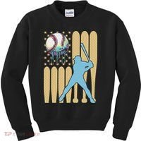Baseball Drip Dripping Ice Cream Baseball American Flag Kids Sweatshirt thumb 0