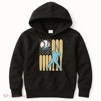 Baseball Drip Dripping Ice Cream Baseball American Flag Kids Hoodie thumb 0