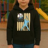 Baseball Drip Dripping Ice Cream Baseball American Flag Kids Hoodie thumb 3
