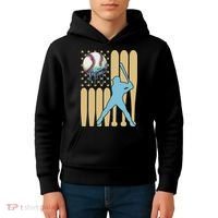 Baseball Drip Dripping Ice Cream Baseball American Flag Kids Hoodie thumb 4