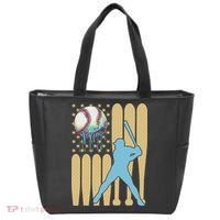 Baseball Drip Dripping Ice Cream Baseball American Flag Tote Bag thumb 0