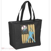 Baseball Drip Dripping Ice Cream Baseball American Flag Tote Bag thumb 2