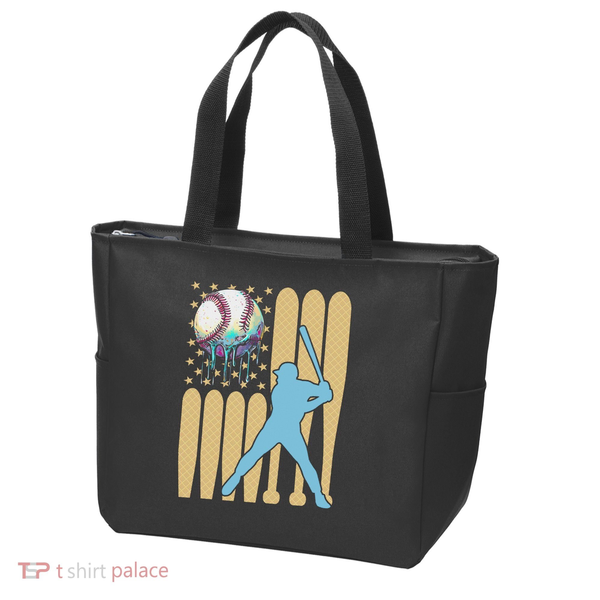 Baseball Drip Dripping Ice Cream Baseball American Flag Tote Bag