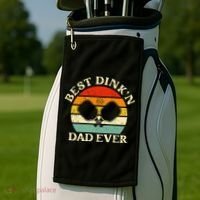 Best Dink'n Dad Ever Funny Pickleball Father's Day Gift Golf Towel thumb 2