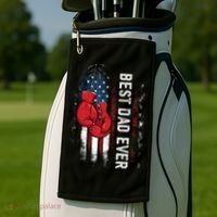 Best Dad Ever Boxing Gloves Fathers Day Boxers Flag USA Him Golf Towel thumb 2