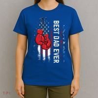 Best Dad Ever Boxing Gloves Fathers Day Boxers Flag USA Him T-Shirt thumb 4