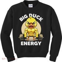 Big Duck Energy Duck Lovers Funny Gym Weightlifting Duck Kids Sweatshirt thumb 0