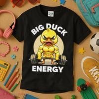 Big Duck Energy Duck Lovers Funny Gym Weightlifting Duck Kids T-Shirt thumb 3