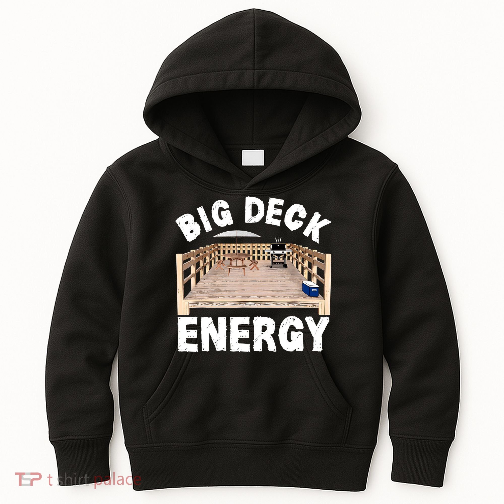 Big Deck Energy | Funny Back Yard Deck Owner & Carpentry Pun Kids Hoodie