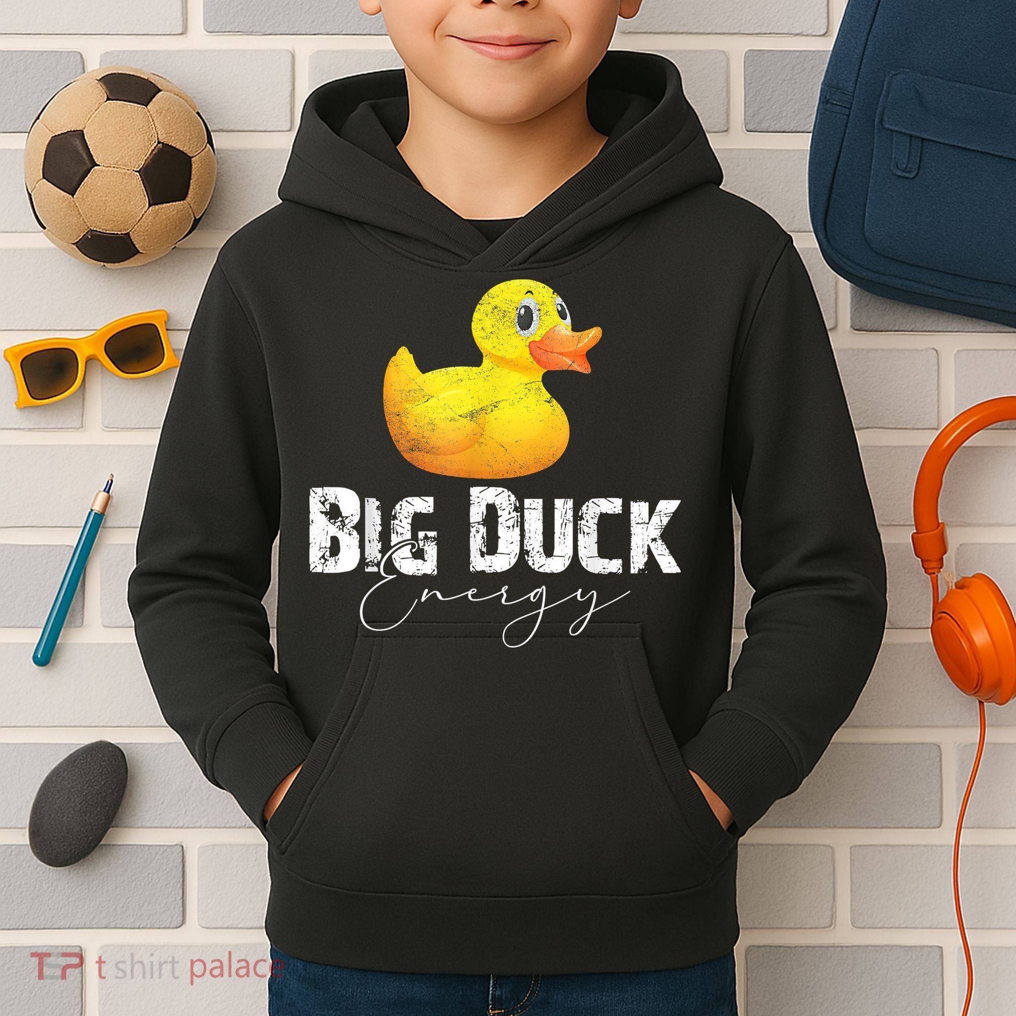 Big Duck Energy Yellow Rubber Duck Lover Kids Hoodie