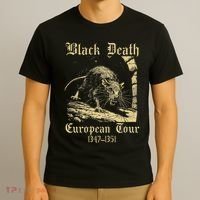 Black Death European Tour Retro Plagues Doctor Art T-Shirt thumb 3
