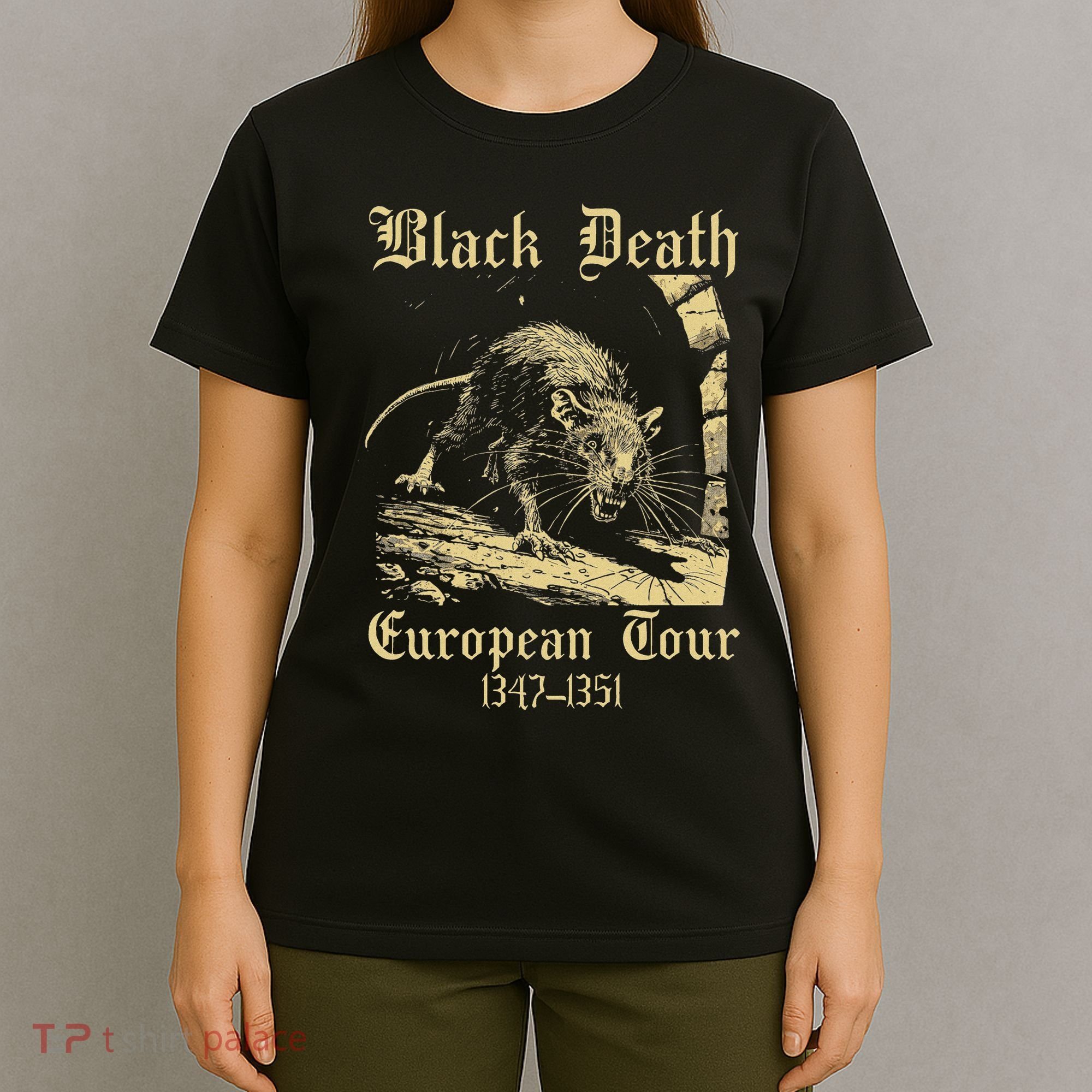 Black Death European Tour Retro Plagues Doctor Art T-Shirt