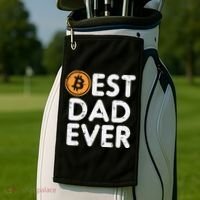 Best Dad Ever Bitcoin Crypto Cryptocurrency Daddy Papa Golf Towel thumb 2