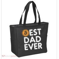 Best Dad Ever Bitcoin Crypto Cryptocurrency Daddy Papa Tote Bag thumb 2