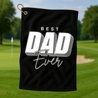 Best Dad Ever Retro Gift Golf Towel thumb 1