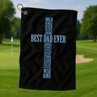 Best Dad Ever Positve Words Cross Golf Towel thumb 1