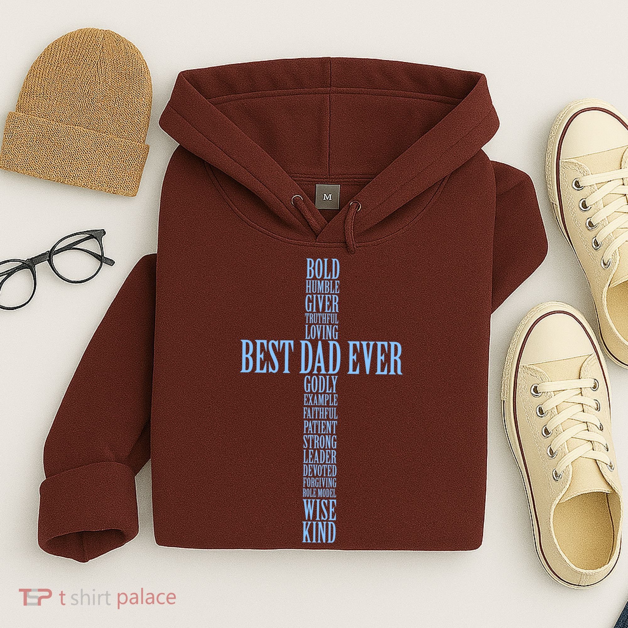 Best Dad Ever Positve Words Cross Hoodie