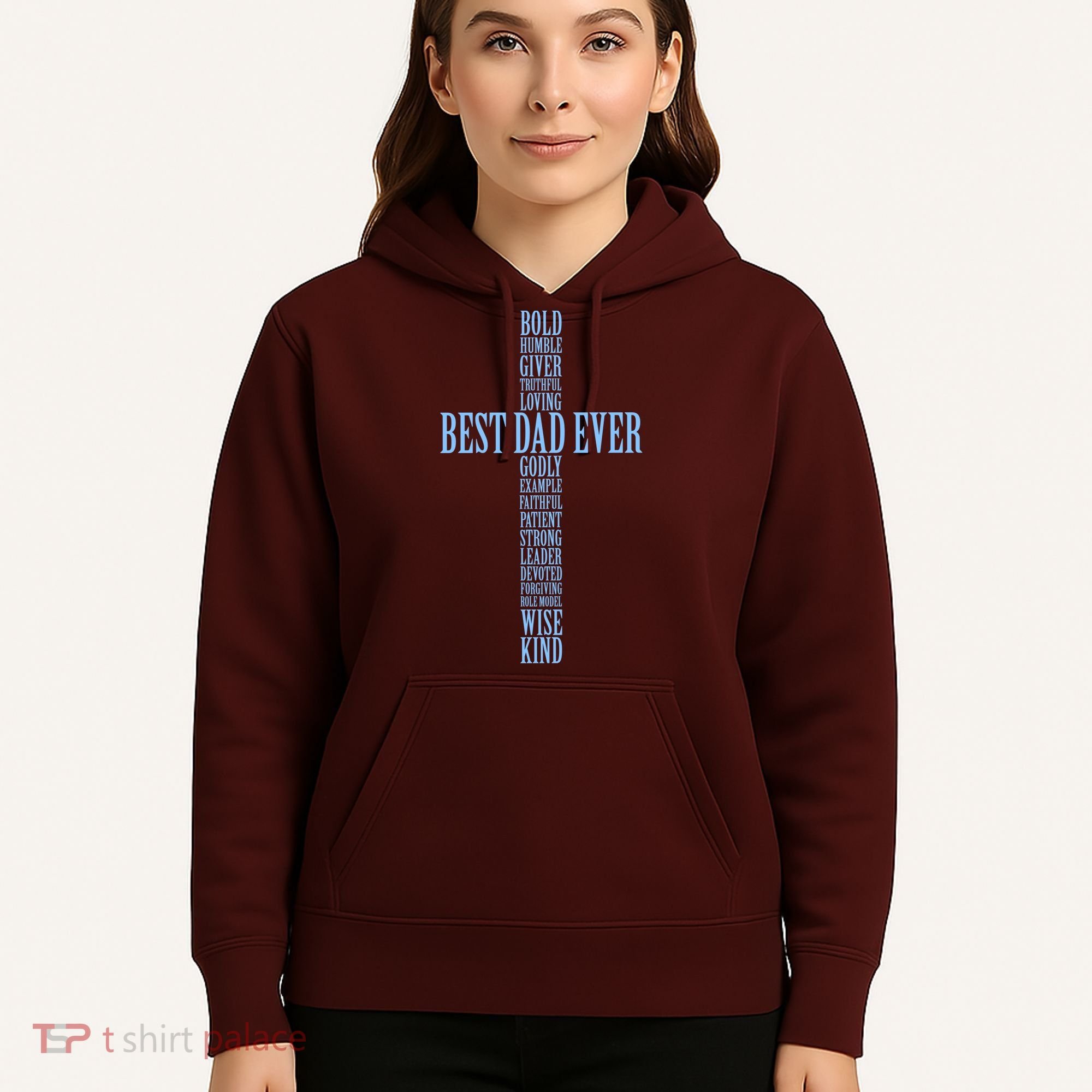 Best Dad Ever Positve Words Cross Hoodie