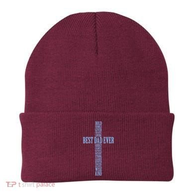 Best Dad Ever Positve Words Cross Beanie