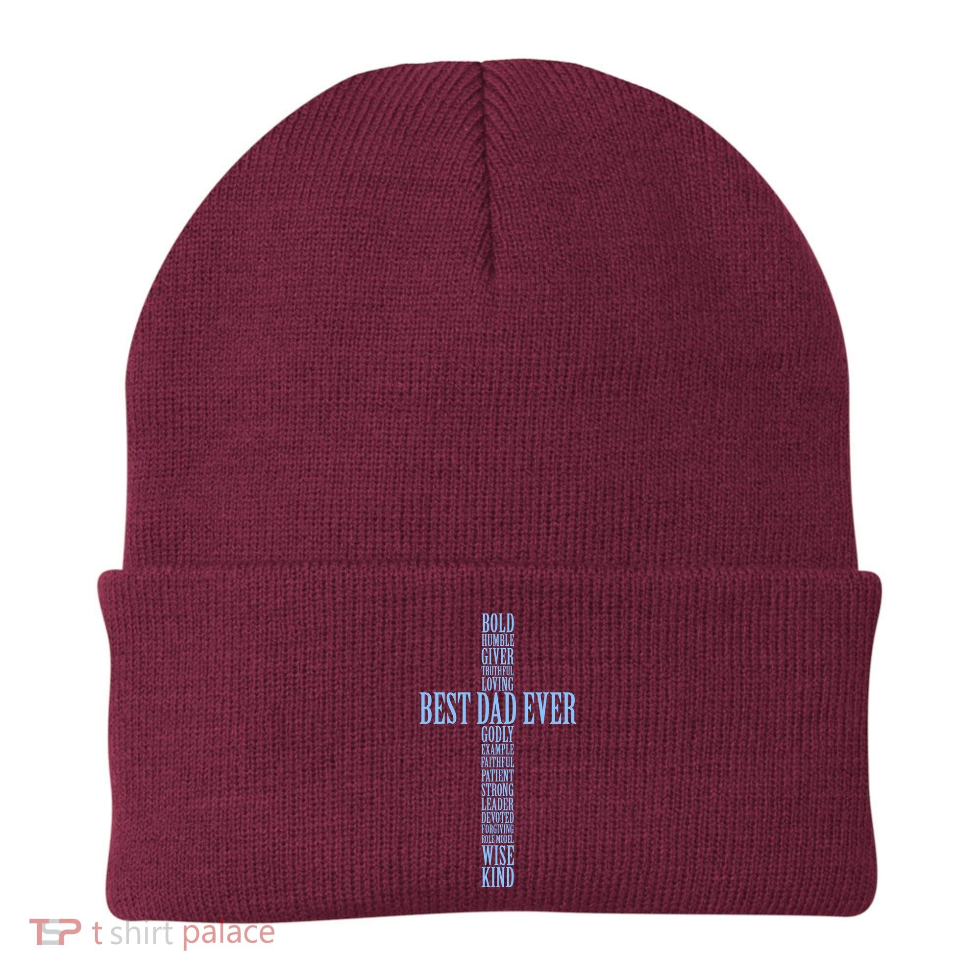 Best Dad Ever Positve Words Cross Beanie