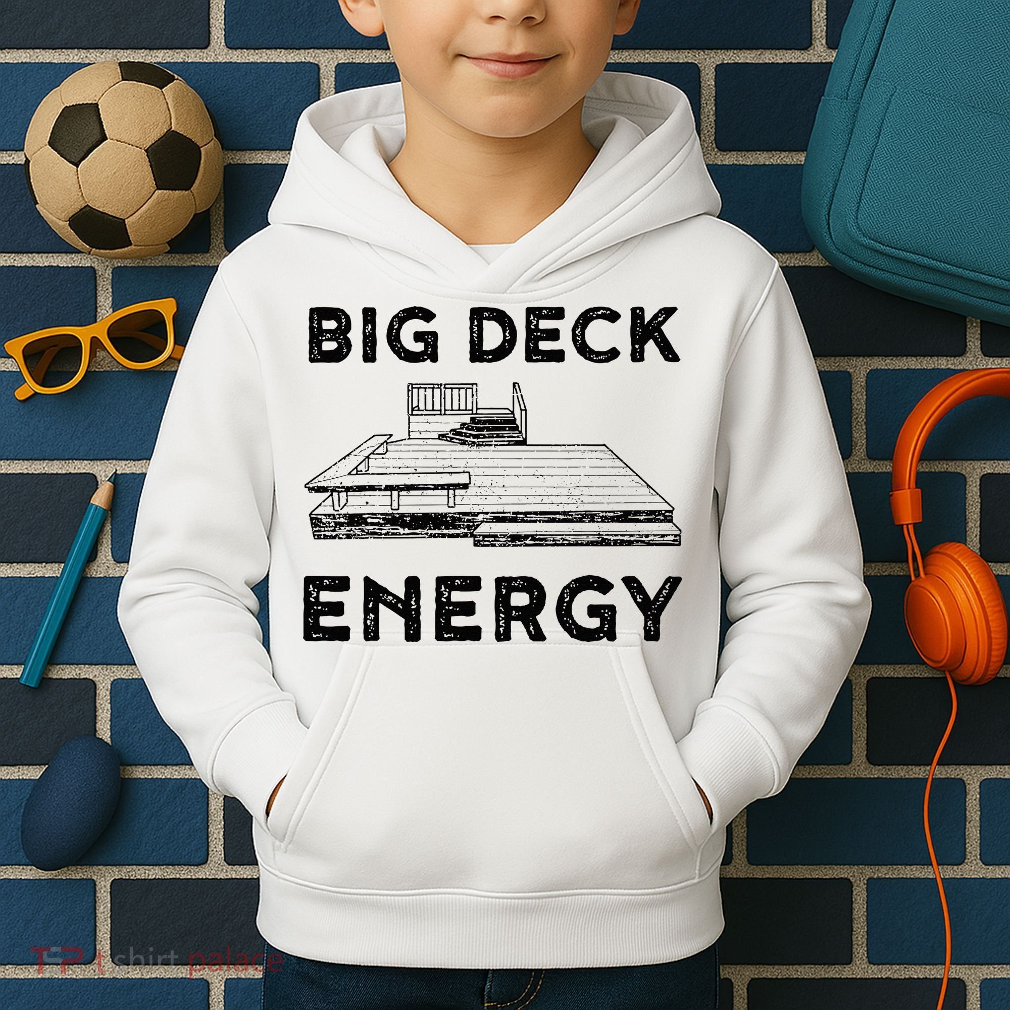 Big Deck Energy Yard Deck Patio Funny Kids Hoodie