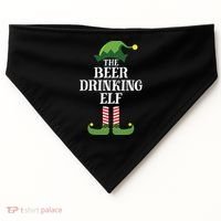 Beer Drinking Elf Matching Family Group Christmas Party USA-Made Doggie Bandana thumb 0