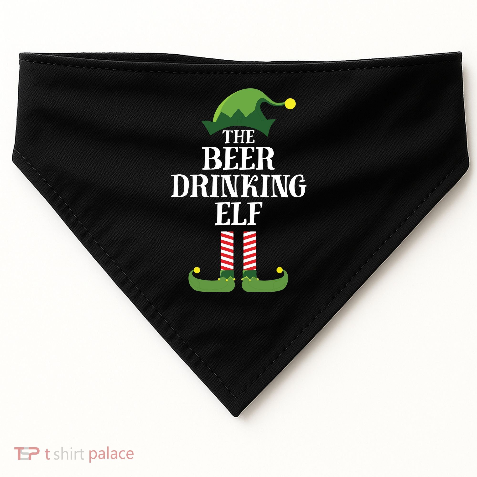 Beer Drinking Elf Matching Family Group Christmas Party USA-Made Doggie Bandana