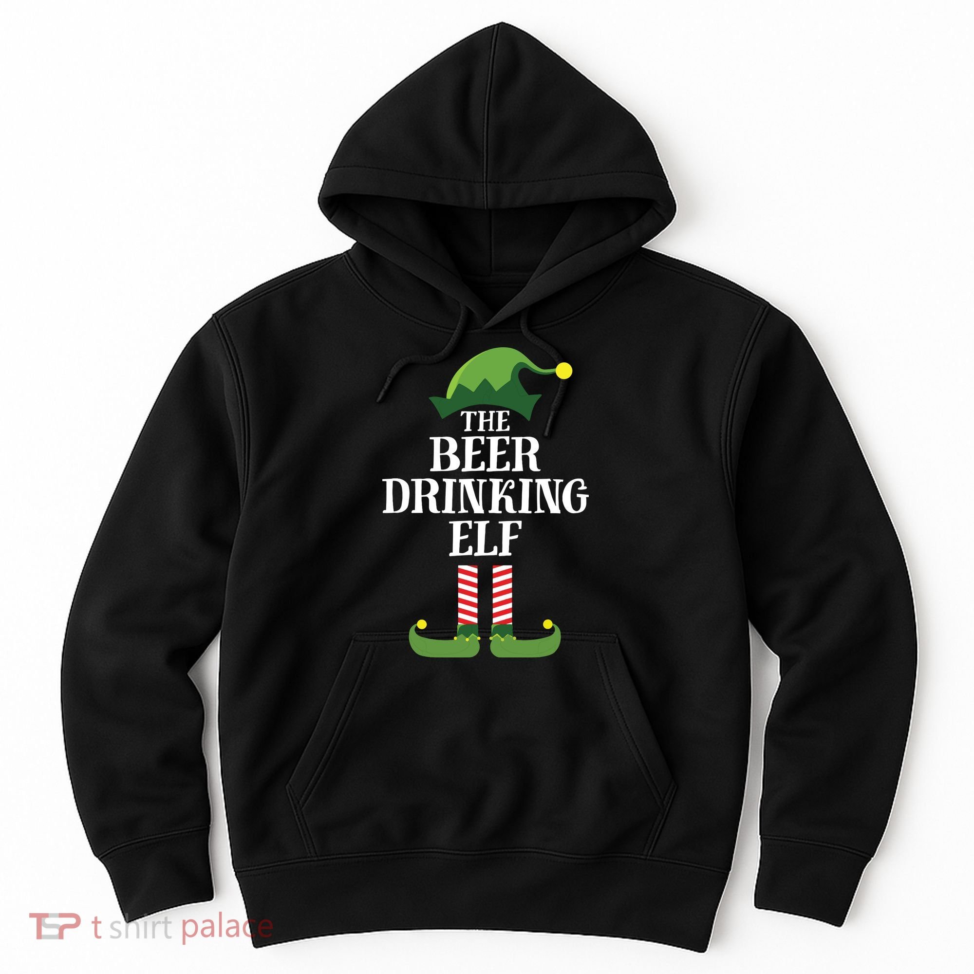 Beer Drinking Elf Matching Family Group Christmas Party Hoodie
