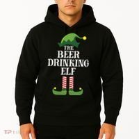 Beer Drinking Elf Matching Family Group Christmas Party Hoodie thumb 2