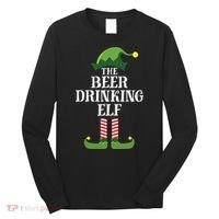 Beer Drinking Elf Matching Family Group Christmas Party Long Sleeve Shirt thumb 0