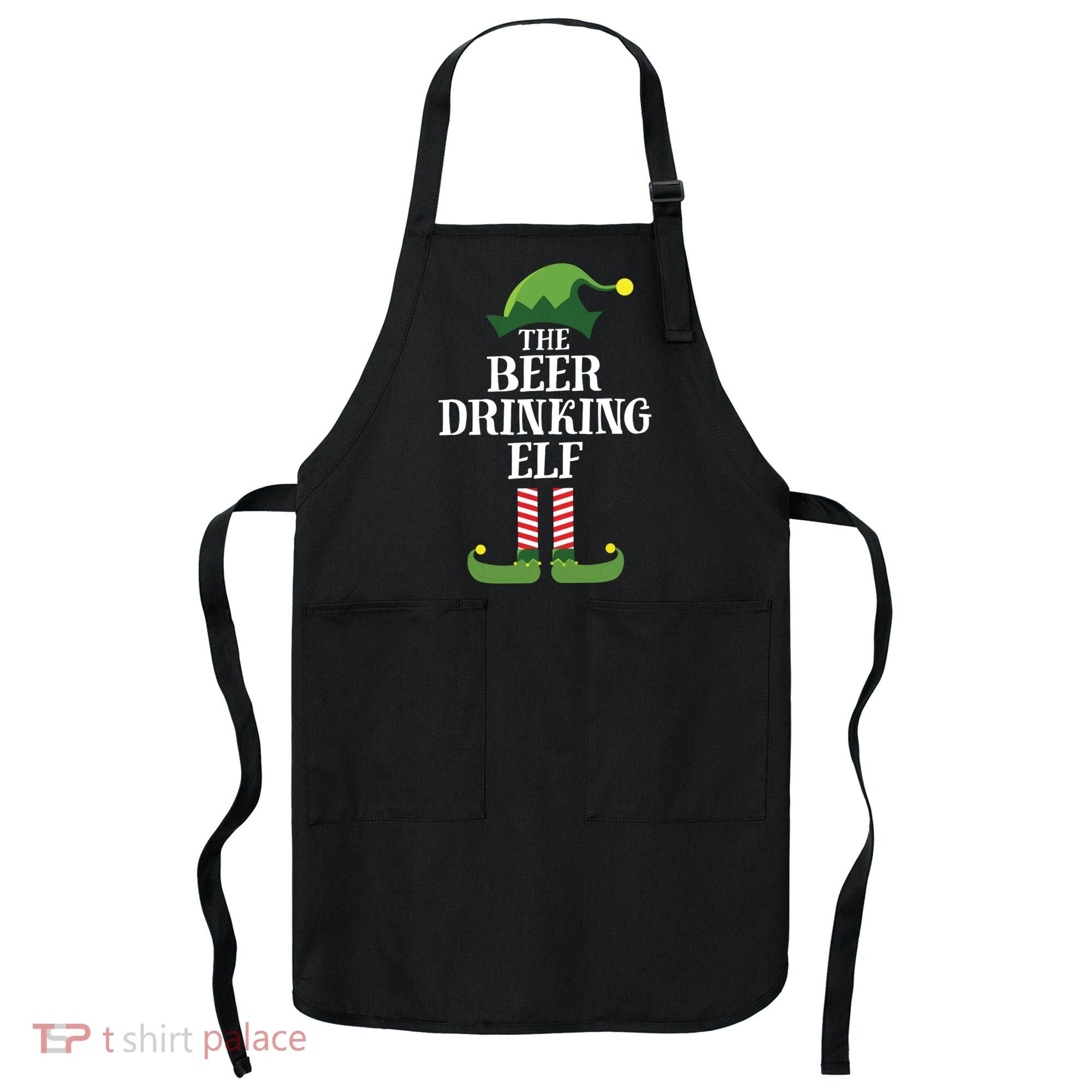 Beer Drinking Elf Matching Family Group Christmas Party Apron